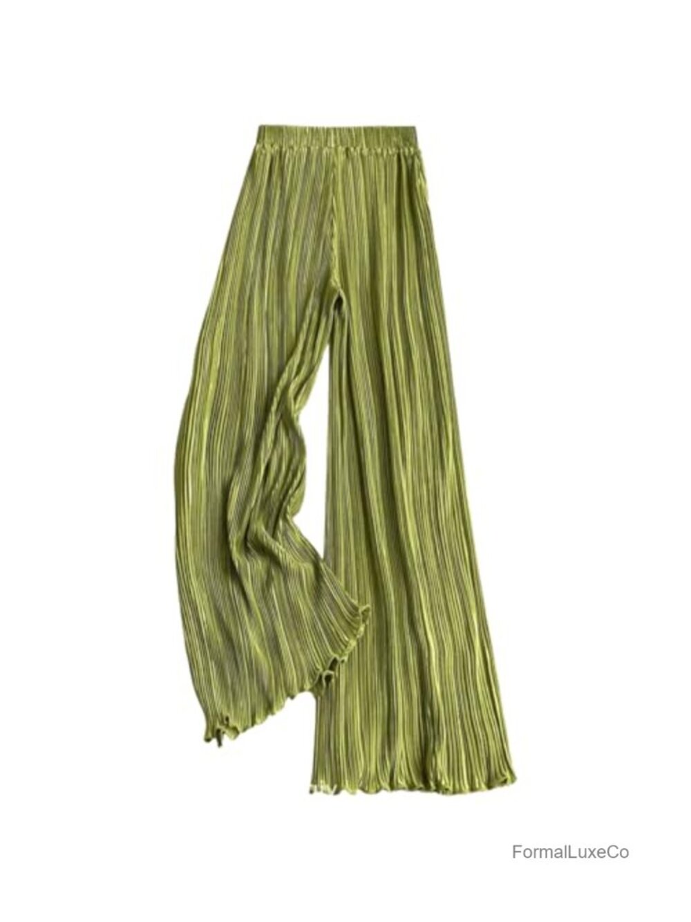 Satin Silk Pleated Palazzo Wide Leg Pants Women Casual Flowy